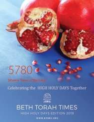 Beth Torah Times - High Holy Days Edition - 5780 (2019)