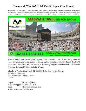 Termurah,WA +62 811-1564-141 Agen Visa Umrah