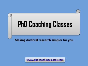 PhD Thesis Writing Services in India - PhD Coaching Classes