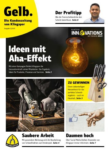 Gelb. Die Kundenzeitung von Klingspor - Ausgabe 2|2019