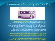 Eminence Vitality Keto - Reduces The Fat Content Form The Body  