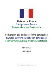 Conversion Timbres France des numérotations Yvert Tellier / Scott / Michel