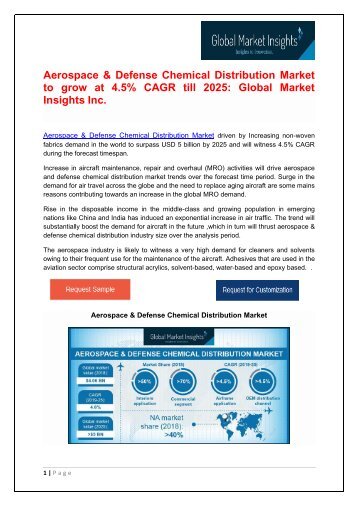 Aerospace & Defense Chemical Distribution Market To Witness Significant Growth Rate up to 2025
