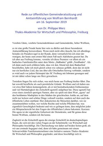 Grußwort von Dr. Philippe Merz