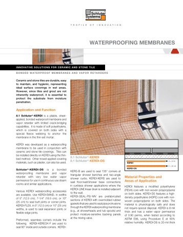 Full Schluter Kerdi waterproofing data and warranty info