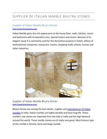 Supplier of Italian Marble Bhutra Stones