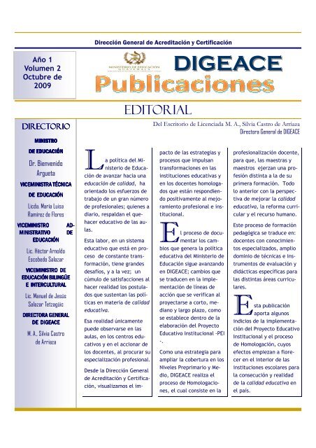 Publicación DIGEACE -Año 1, volumen 2, Octubre 2009-