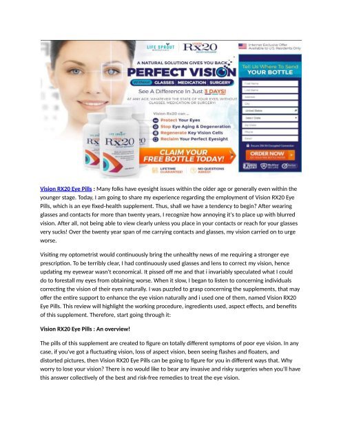 Vision Rx Price Vision RX20 2019 : How Your Vision Changes As You Age?
