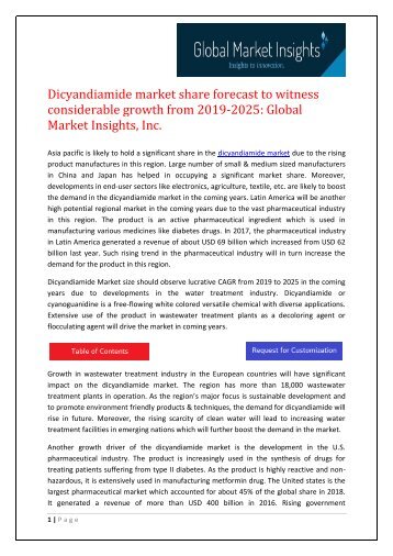 Dicyandiamide market forecast to witness phenomenal growth opportunities by 2025