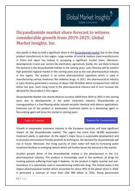 Dicyandiamide market forecast to witness phenomenal growth opportunities by 2025