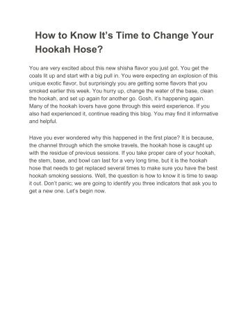 How to Know It’s Time to Change Your Hookah Hose_