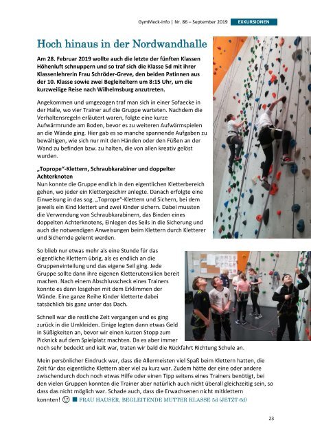 GymMeck-Info Nr. 86 - September 2019