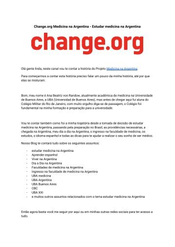 Change.org Medicina na Argentina - Estudar Medicina na Argentina