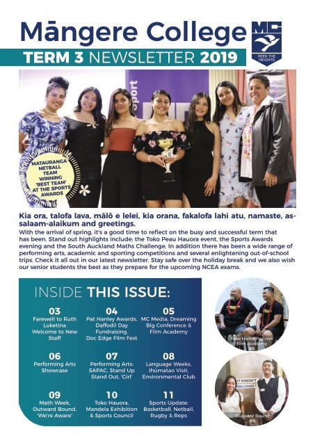 Mangere College Term 3 Newsletter 2019