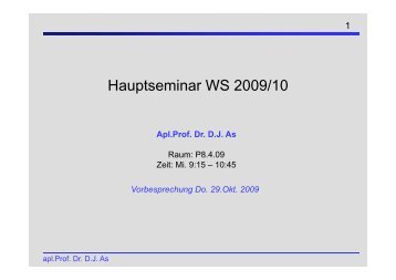 Hauptseminar WS 2009/10