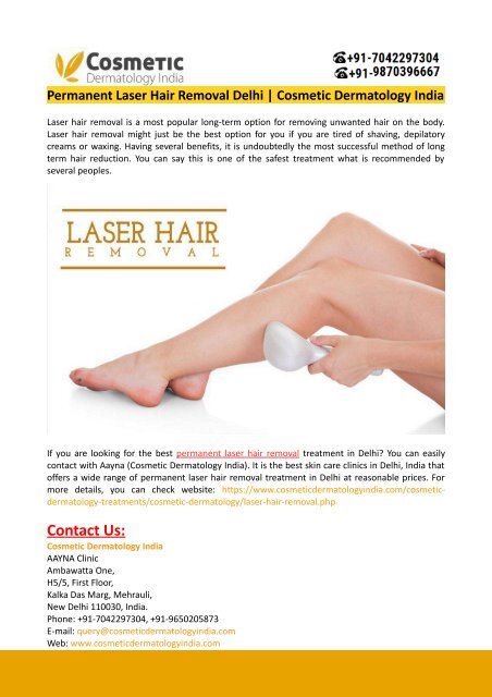 Permanent Laser Hair Removal Delhi-Cosmetic Dermatology India