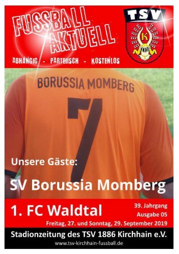 27. + 29. 09. 2019 Stadionzeitung SV Momberg - 1. FC Waldtal