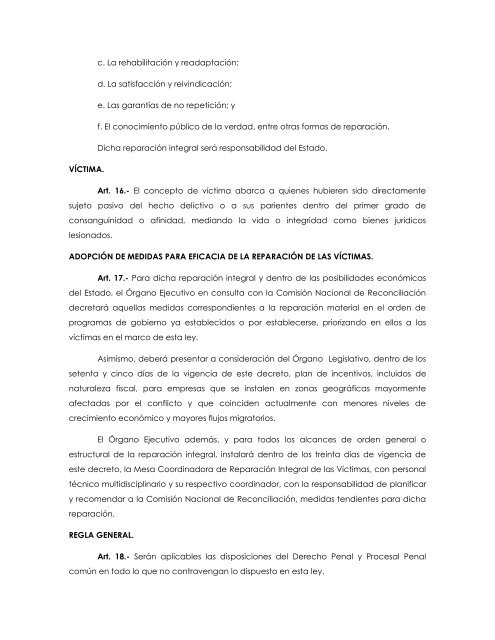 Borrador de Proyecto de Ley de Reconcialiación Nacional para discusión