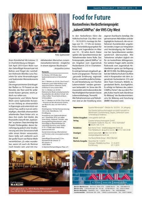 Gazette Wilmersdorf Oktober 2019