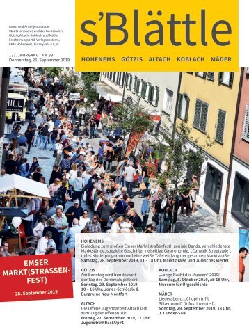 s'Blättle Nr. 39 - Do, 26. September 2019