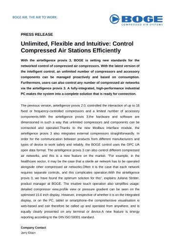 Unlimited, Flexible and Intuitive: Control Compressed Air Stations Efficiently