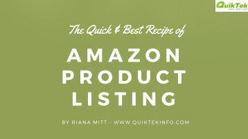 The Best Recipe of Amazon Listing