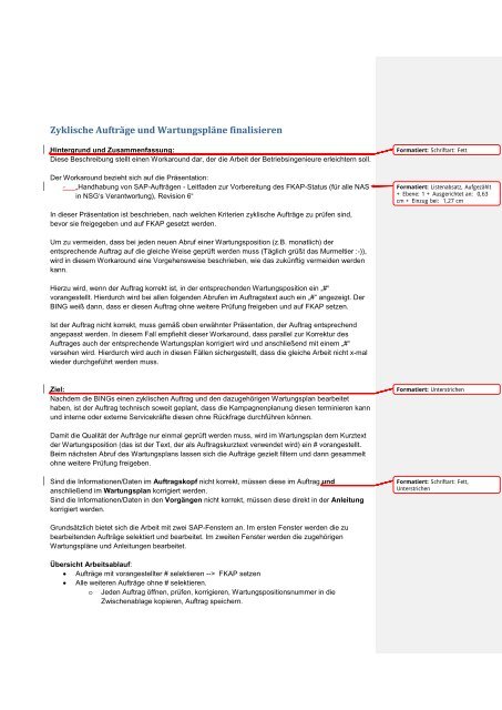 Zyklische Auftrage Und Wartungsplane Finalisieren
