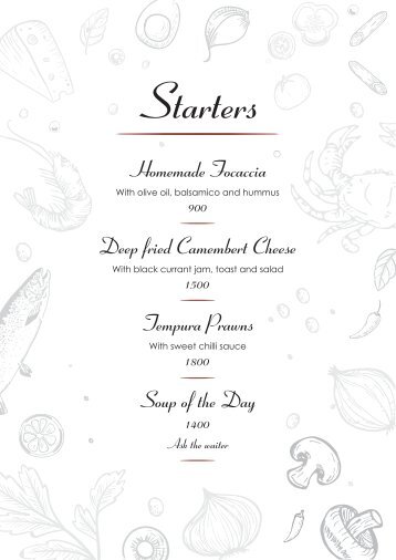 Menu of Aura Restaurant