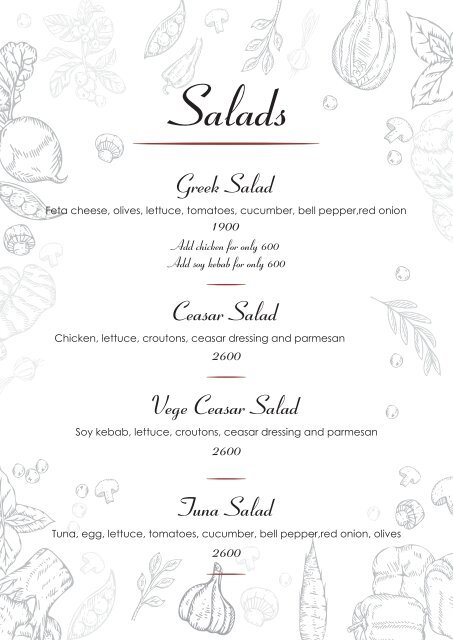 Menu of Aura Restaurant