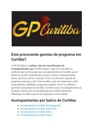 Garotas de programa em Curitiba e Acompanhantes CTBA – GP Curitiba