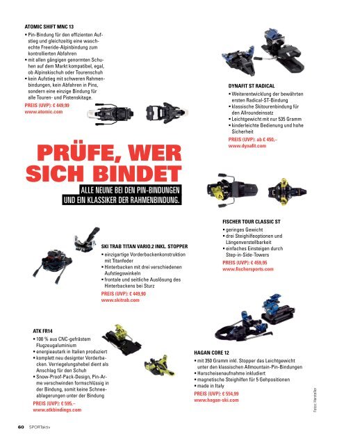 SPORTaktiv Skitourenguide 2019