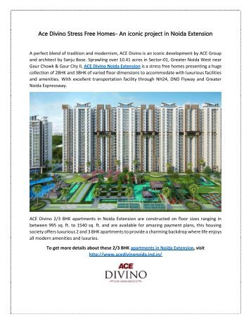 Ace Divino- An Stress Free Homes in Noida Extension