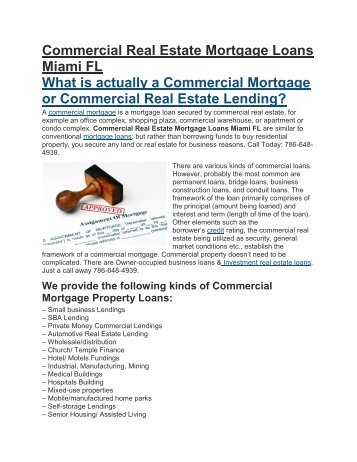 Hii Commercial Mortgage Loans Miami FL | 786-648-4939