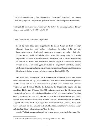 1 Reinold Ophüls-Kashima: „Der Liedermacher Franz-Josef ...