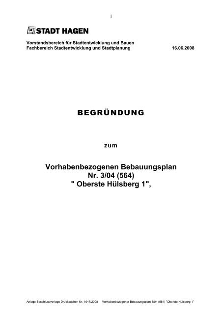 Oberste Hülsberg 1 - Stadtpläne der Stadt Hagen