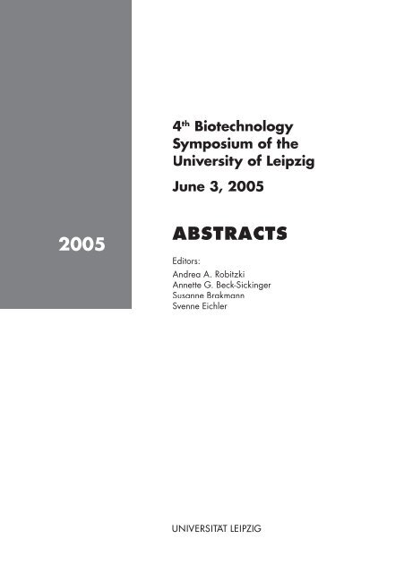 biotechnology symposium 2005 abstracts - Universität Leipzig