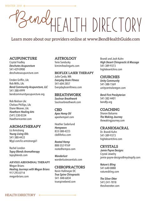 Bend Health Guide Issue 7 Fall/Winter 2019