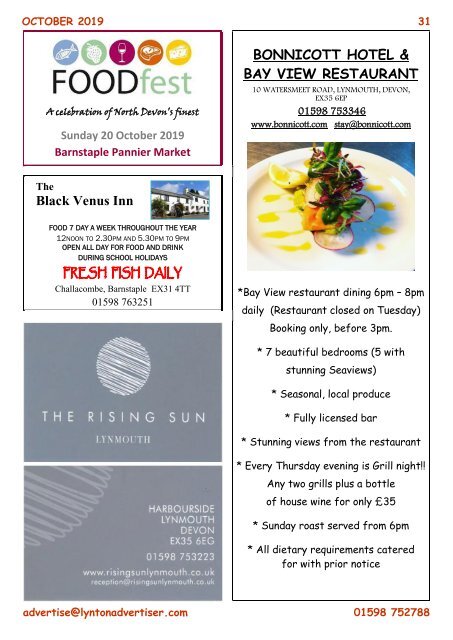 Lynton, Lynmouth and Exmoor Advertiser, October 2019