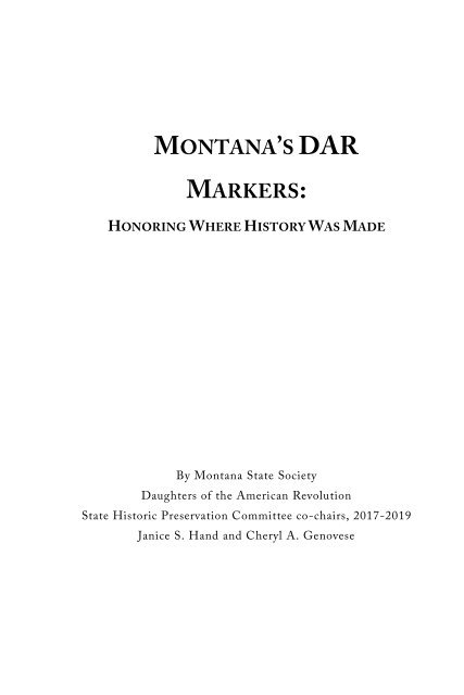 Montana's DAR Markers . . . Honoring Where History Was Made