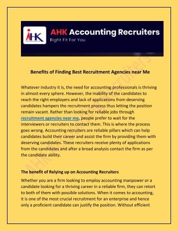 Benefits of Finding Best Recruitment Agencies near Me