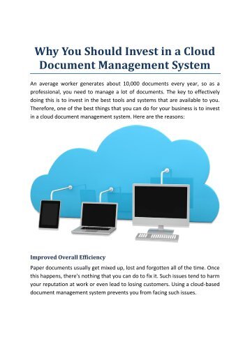 Why You Should Invest in a Cloud Document Management System