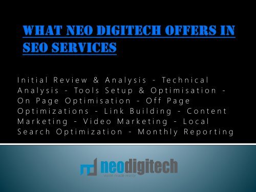 Find Best SEO Services Packages in Lucknow, India by Neodigitech Innovations