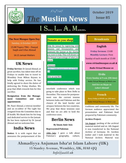 Muslim News No 85 October 2019