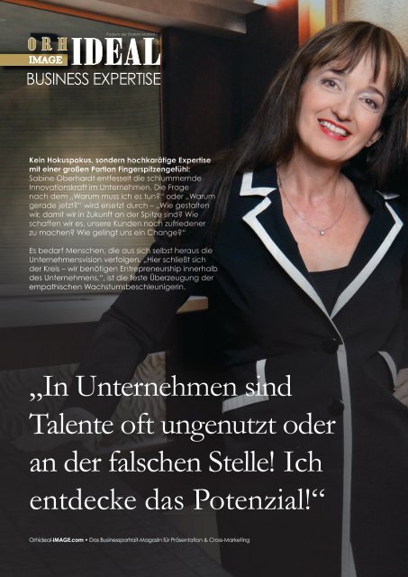 Sabine Oberhardt Menschencode Profiling Mind Change Award im Orhideal IMAGE Magazin - Oktober 2019