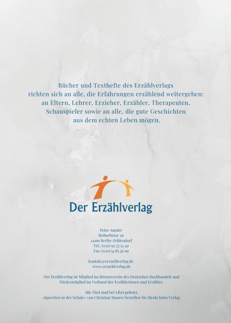 Der Erzählverlag Verlagsprogramm Herbst/Winter 2019