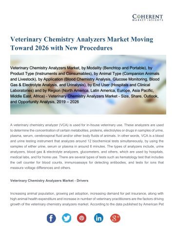 Veterinary Chemistry Analyzers Market Shows Expected Growth from 2019-2026