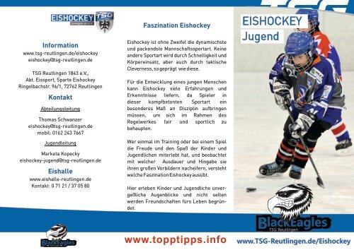 Eishockey Nachwuchsflyer Info Trainingszeiten TSG Black Eagles