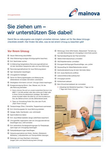 Aufgaben vor, während und nach einem Umzug (pdf - Mainova AG