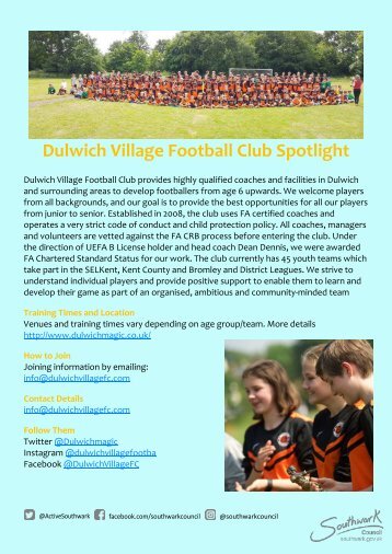Dulwich Village Football Club Spotlight (1)