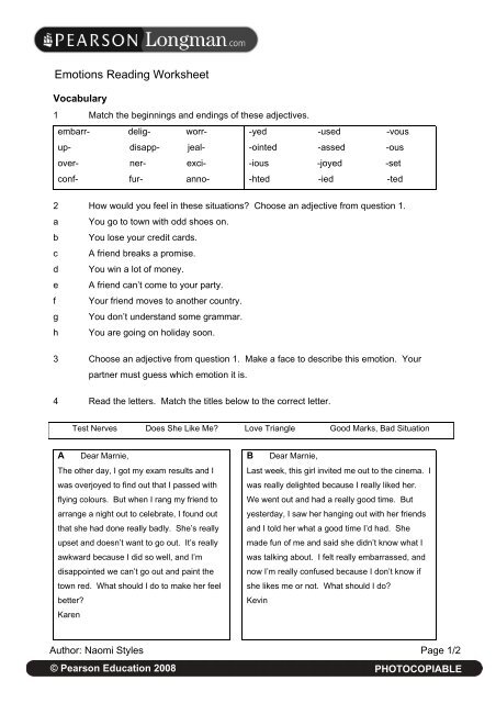 Reading Worksheets With Emotions Find The Emotion 'Happy' In A Book: